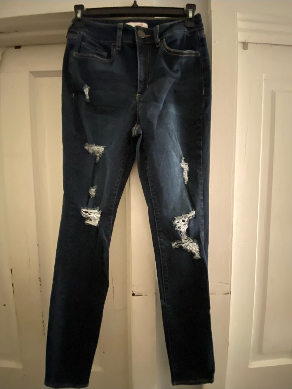SO Dark Blue Distressed Skinny Jeans